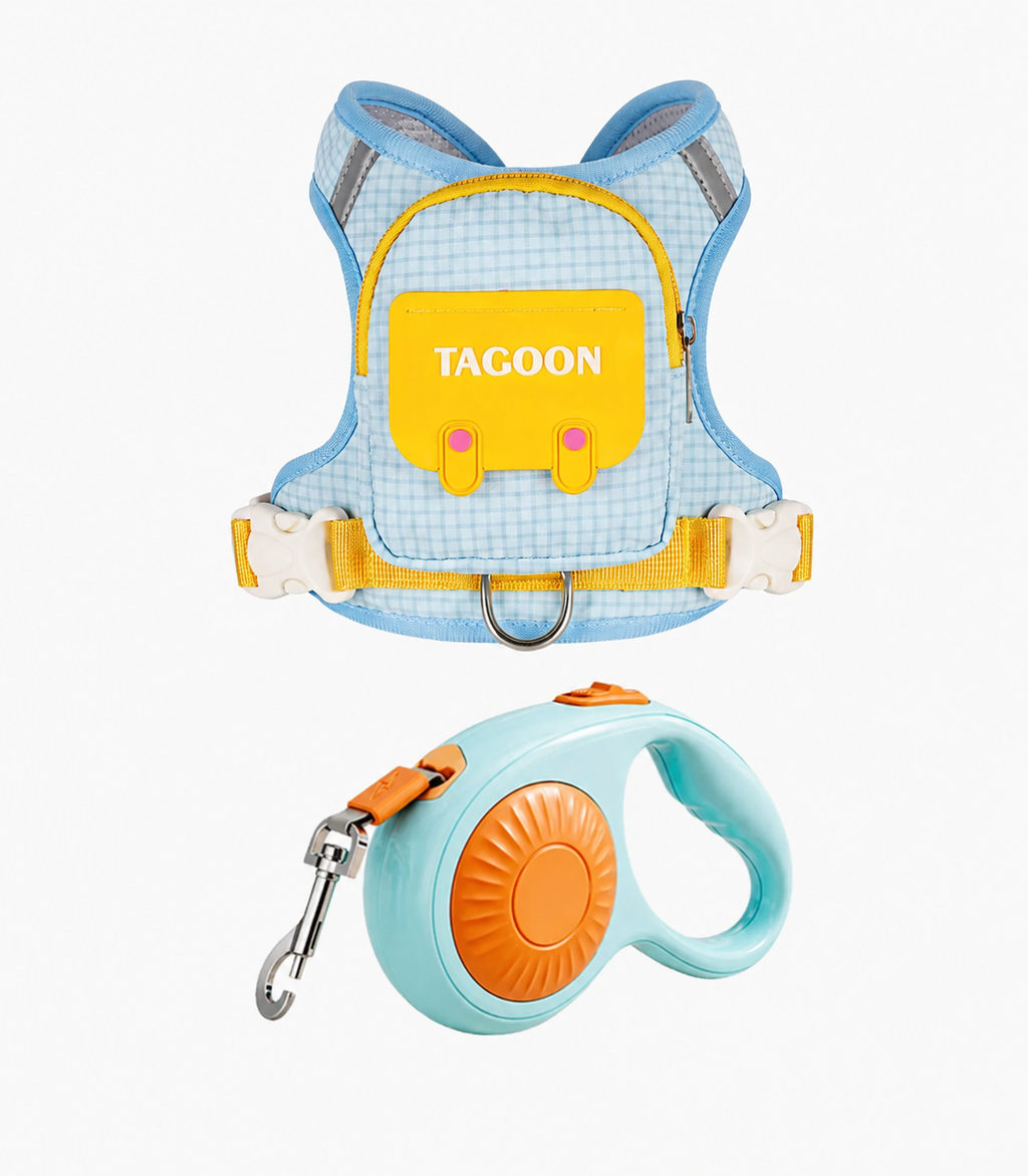 Small & Medium Dog Backpack Harness with Leash+3m Retractable Leash