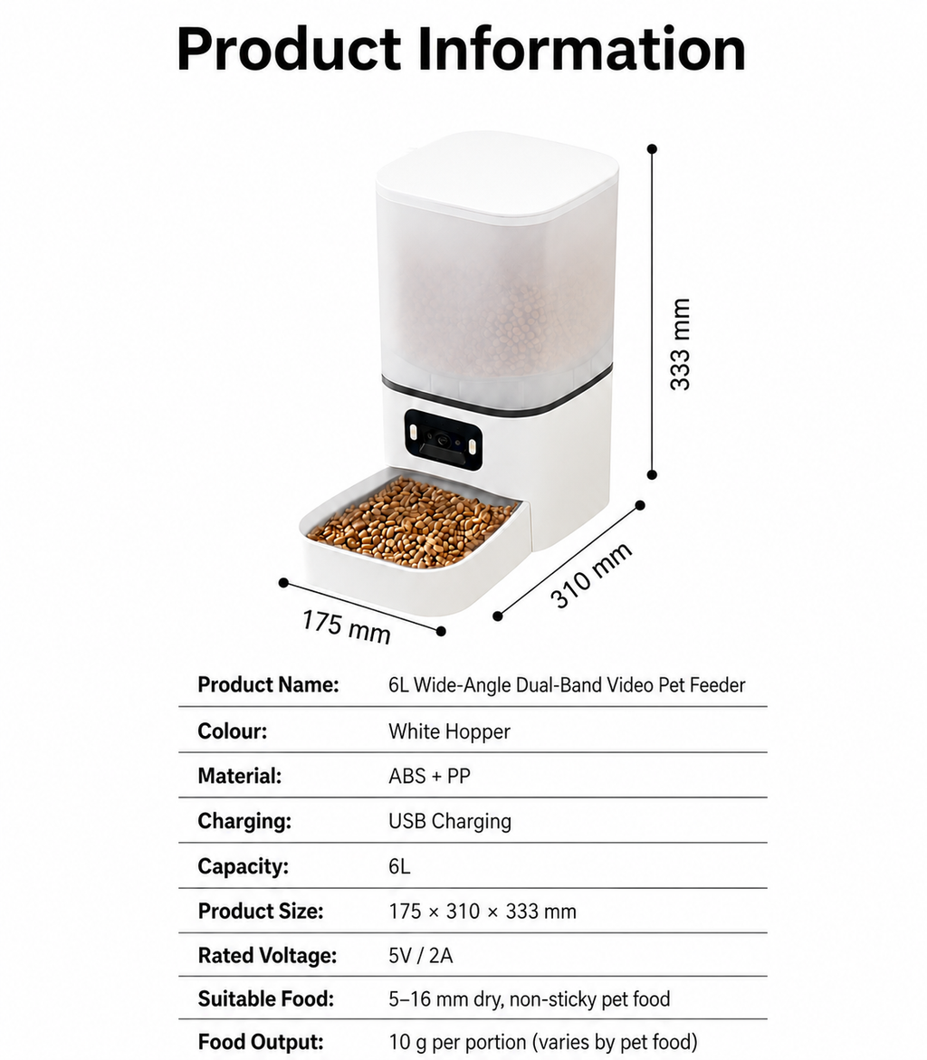 Smart Automatic Pet Feeder with Video & Two-Way Voice