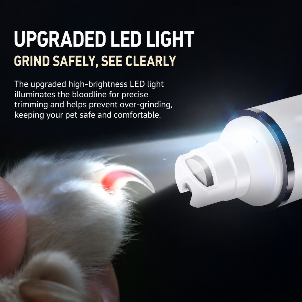 Powerful LED Pet Nail Grinder – For Small & Large Dogs and Cats