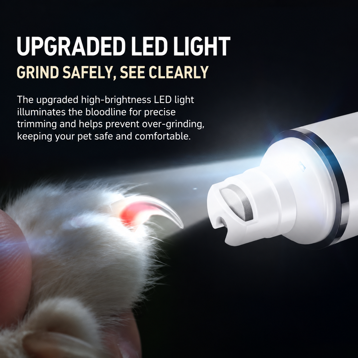 Powerful LED Pet Nail Grinder – For Small & Large Dogs and Cats