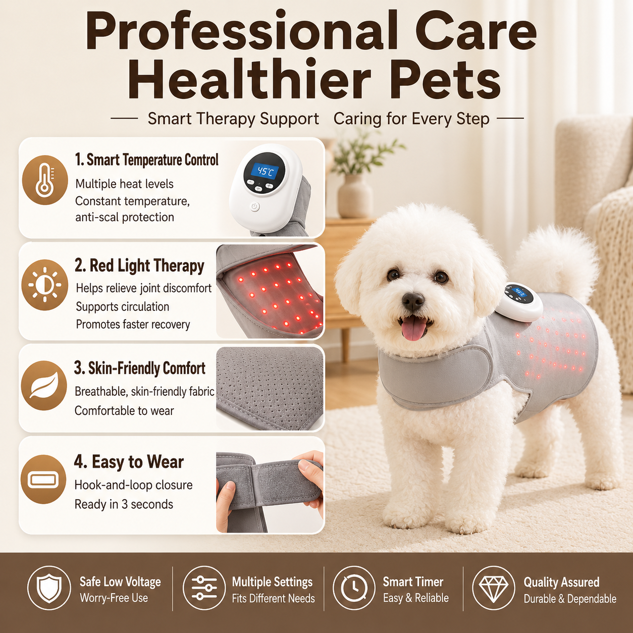 Wearable Pet Red Light Therapy Wrap for Dogs & Cats