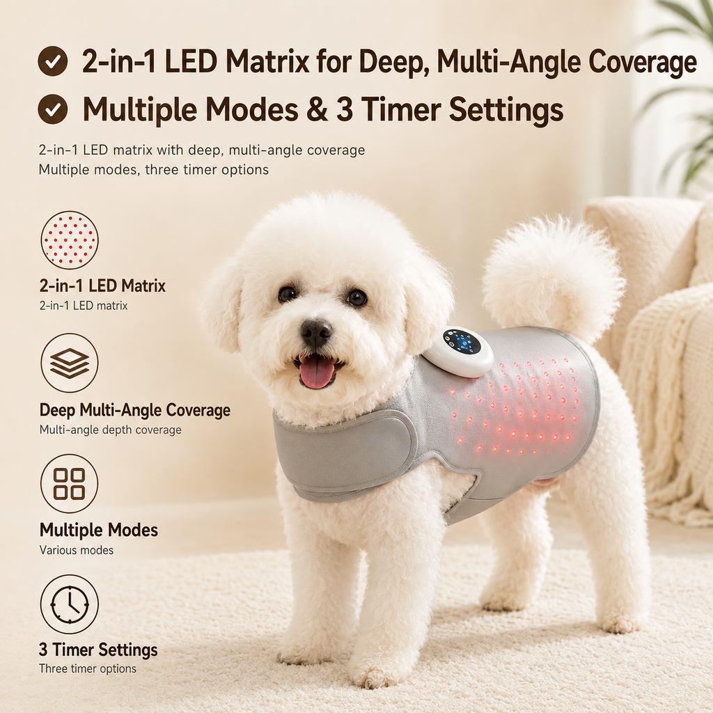 Wearable Pet Red Light Therapy Wrap for Dogs & Cats
