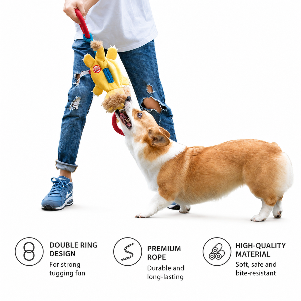 Durable Squeaky Tug Ring Dog Toy