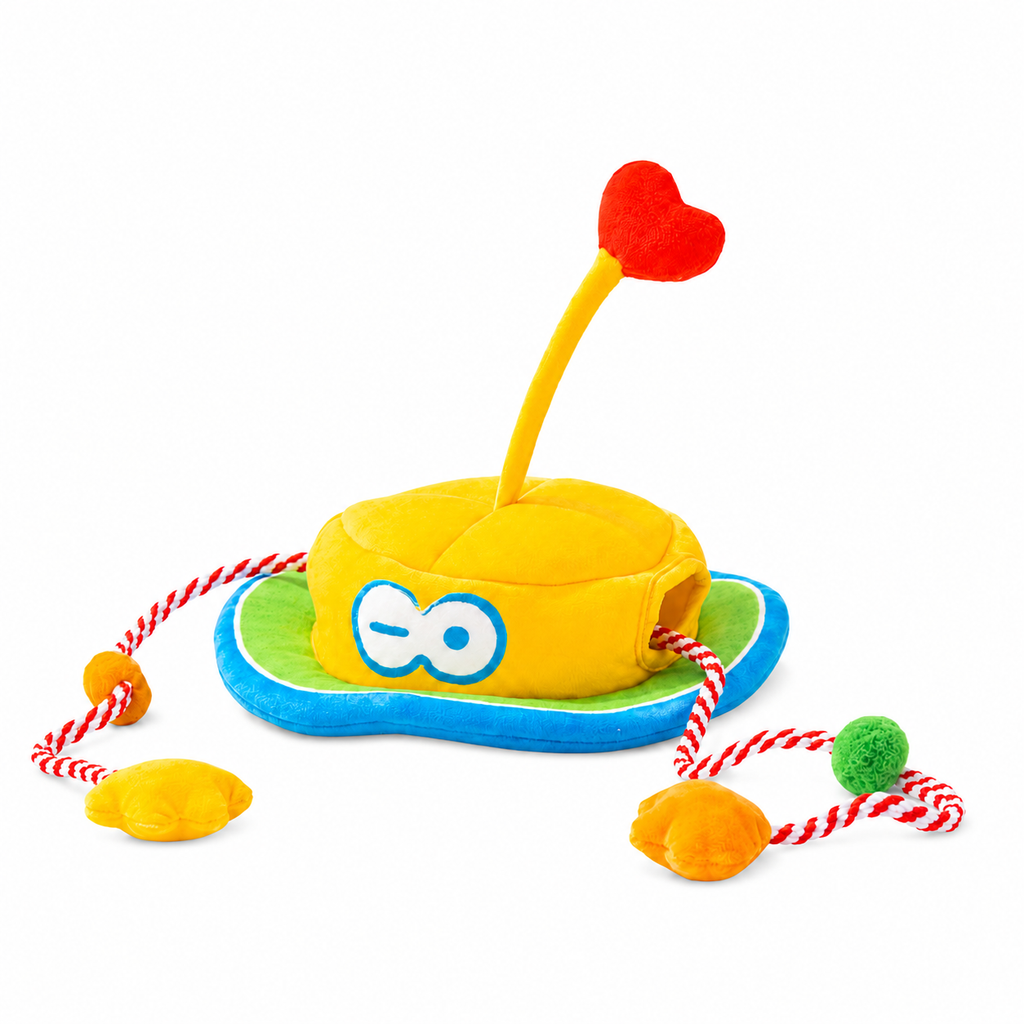 Monster Hat Cat Treat Puzzle, Snuffle & Crinkle Teaser Toy