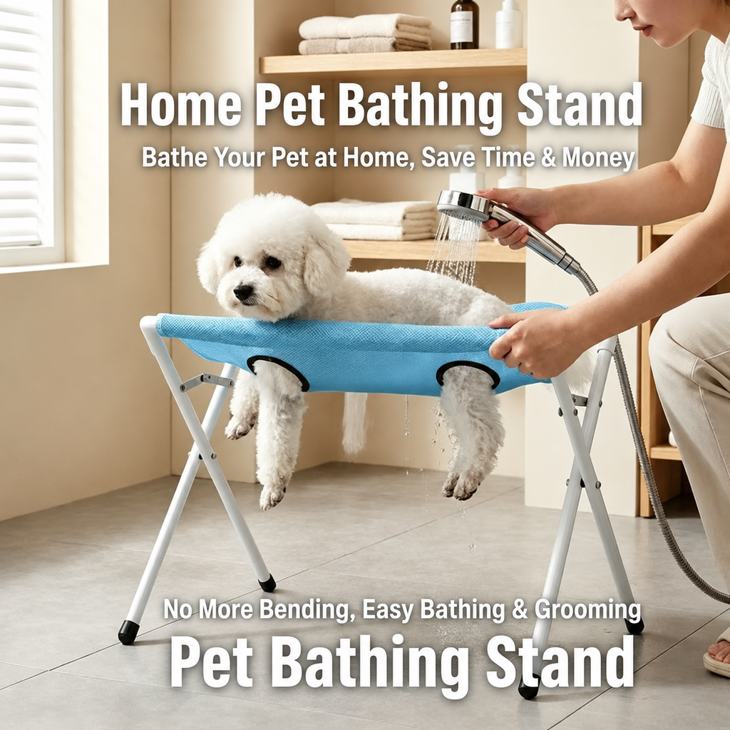 Pet Bathing & Grooming Hammock Stand for Small Dogs & Cats