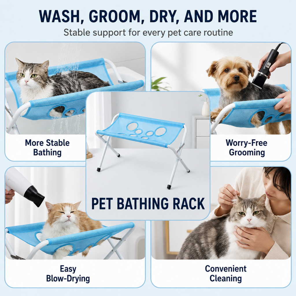 Pet Bathing & Grooming Hammock Stand for Small Dogs & Cats