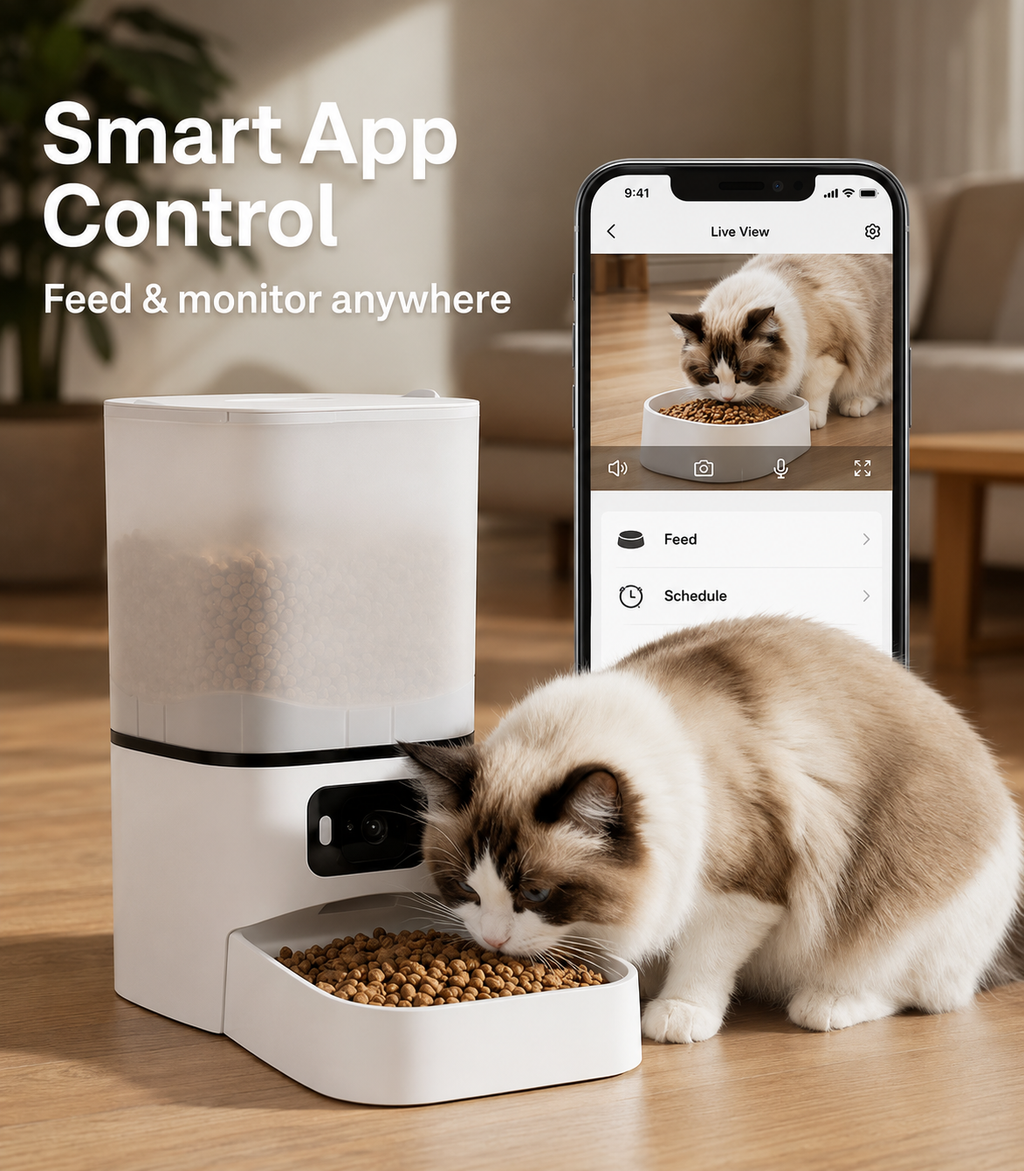 Smart Automatic Pet Feeder with Video & Two-Way Voice