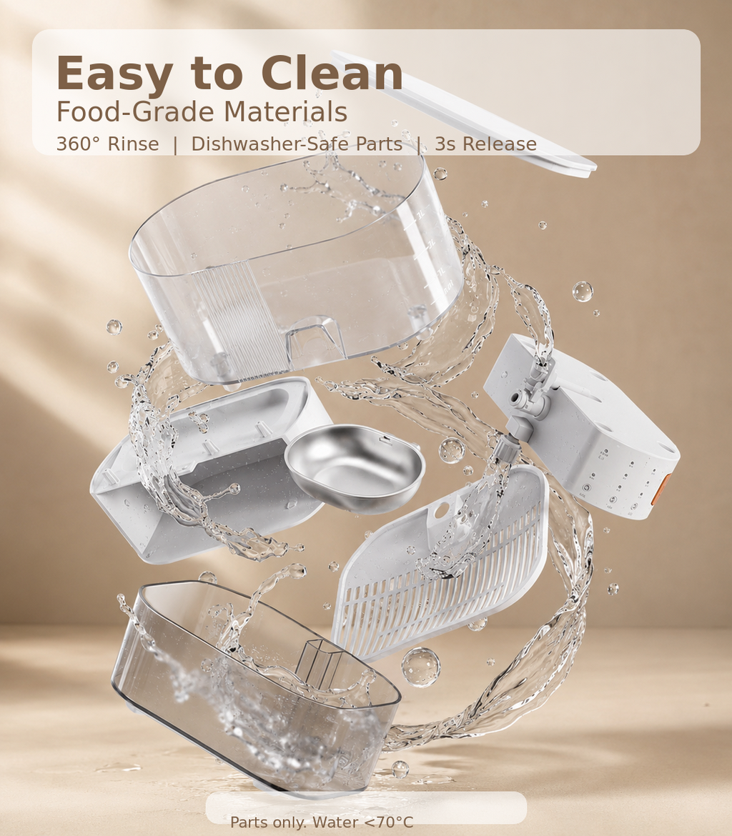 Quiet Automatic Pet Water Fountain with Clean & Waste Water Separation