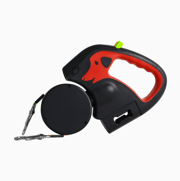 2-in-1 Dual Retractable Dog Leash with LED Light