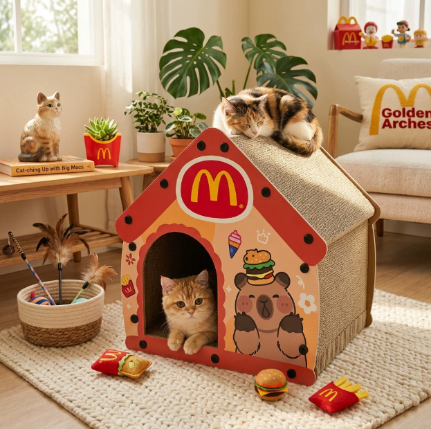 Pixel Cat Scratcher House – Corrugated Cardboard Cat Bed & Playhouse