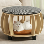 Solid Wood All-Season Cat House Stool – Detachable, Breathable & Washable