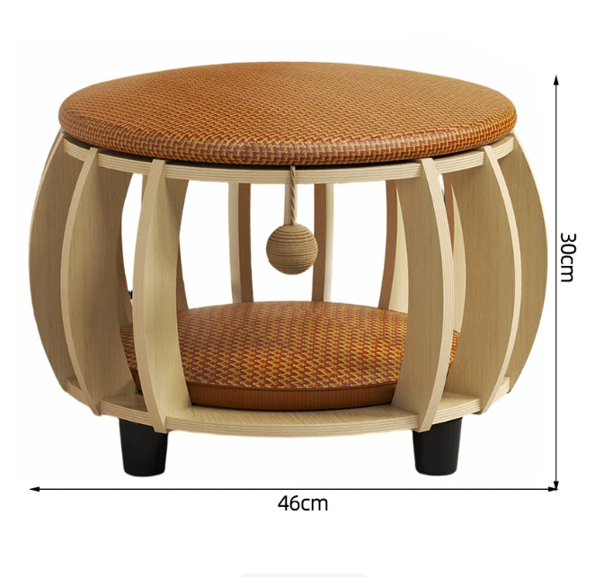 Solid Wood All-Season Cat House Stool – Detachable, Breathable & Washable