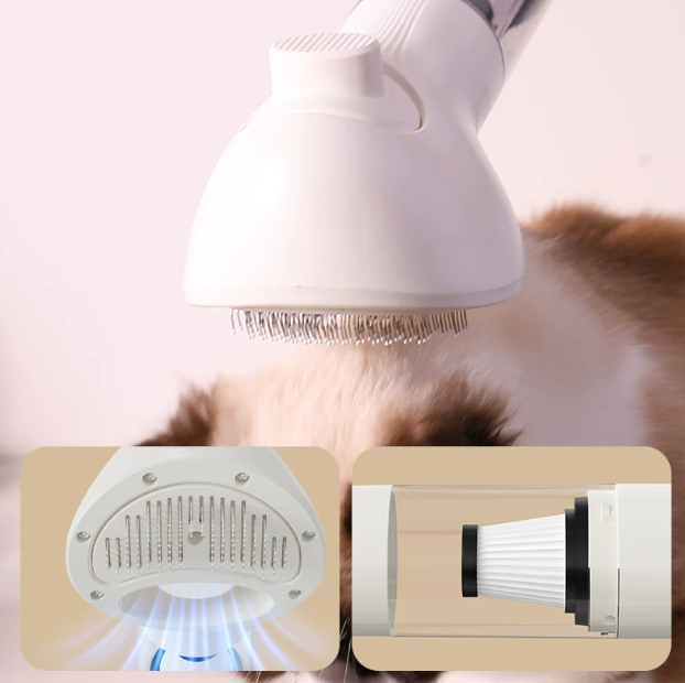 All-in-One Pet Grooming Vacuum with Hair Removal Brush for Cats and Dogs