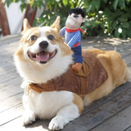 Funny Cowboy Rider Dog Costume – Halloween Pet Outfit