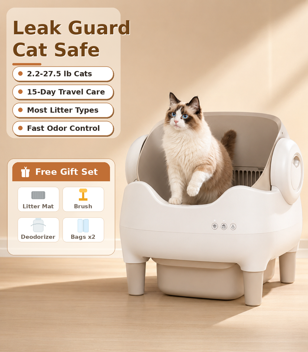 Extra-Large Open-Top Automatic Self-Cleaning Cat Litter Box