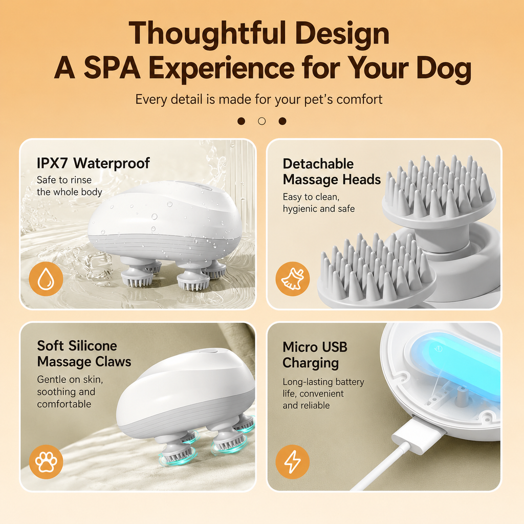 Automatic Electric Dog Head Massager Pet Relaxation and Scratching Toy
