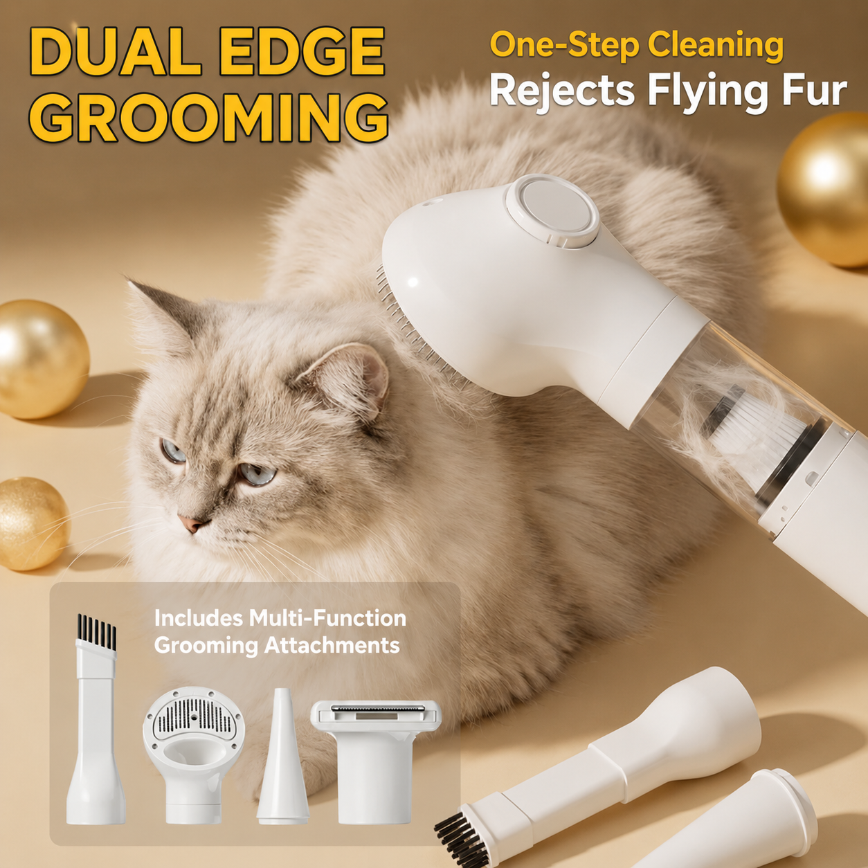 All-in-One Pet Grooming Vacuum with Hair Removal Brush for Cats and Dogs