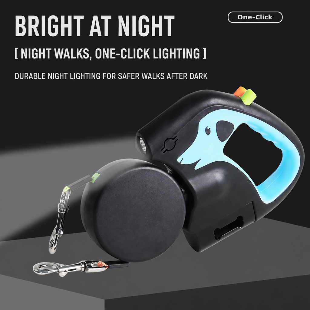 2-in-1 Dual Retractable Dog Leash with LED Light