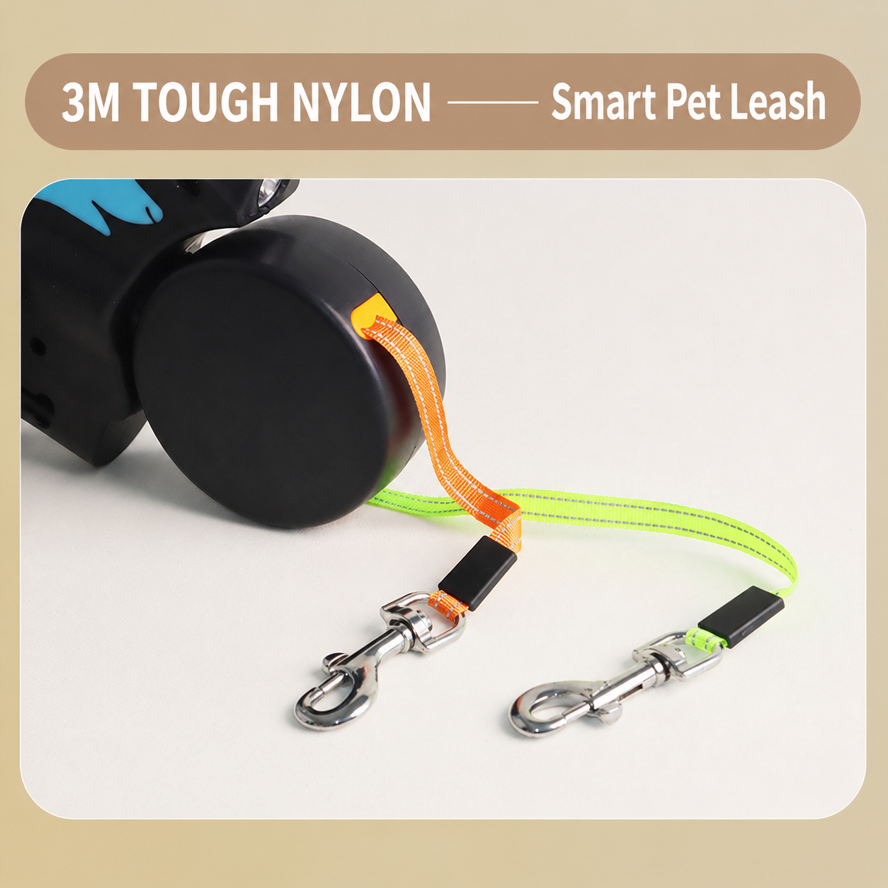 2-in-1 Dual Retractable Dog Leash with LED Light