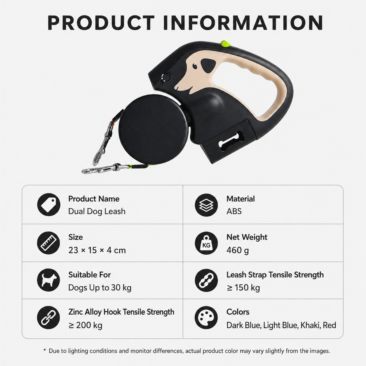 2-in-1 Dual Retractable Dog Leash with LED Light
