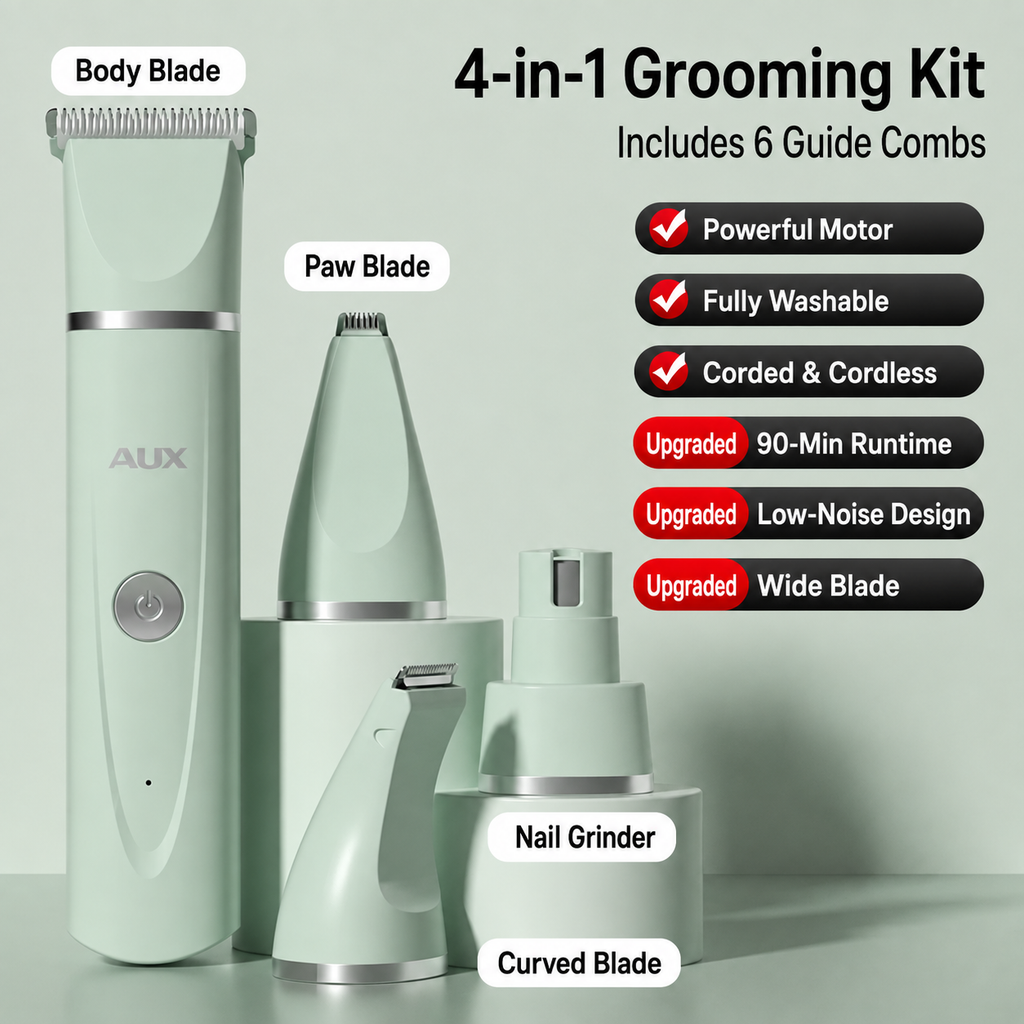 4-in-1 Pet Grooming Trimmer Kit for Dogs & Cats