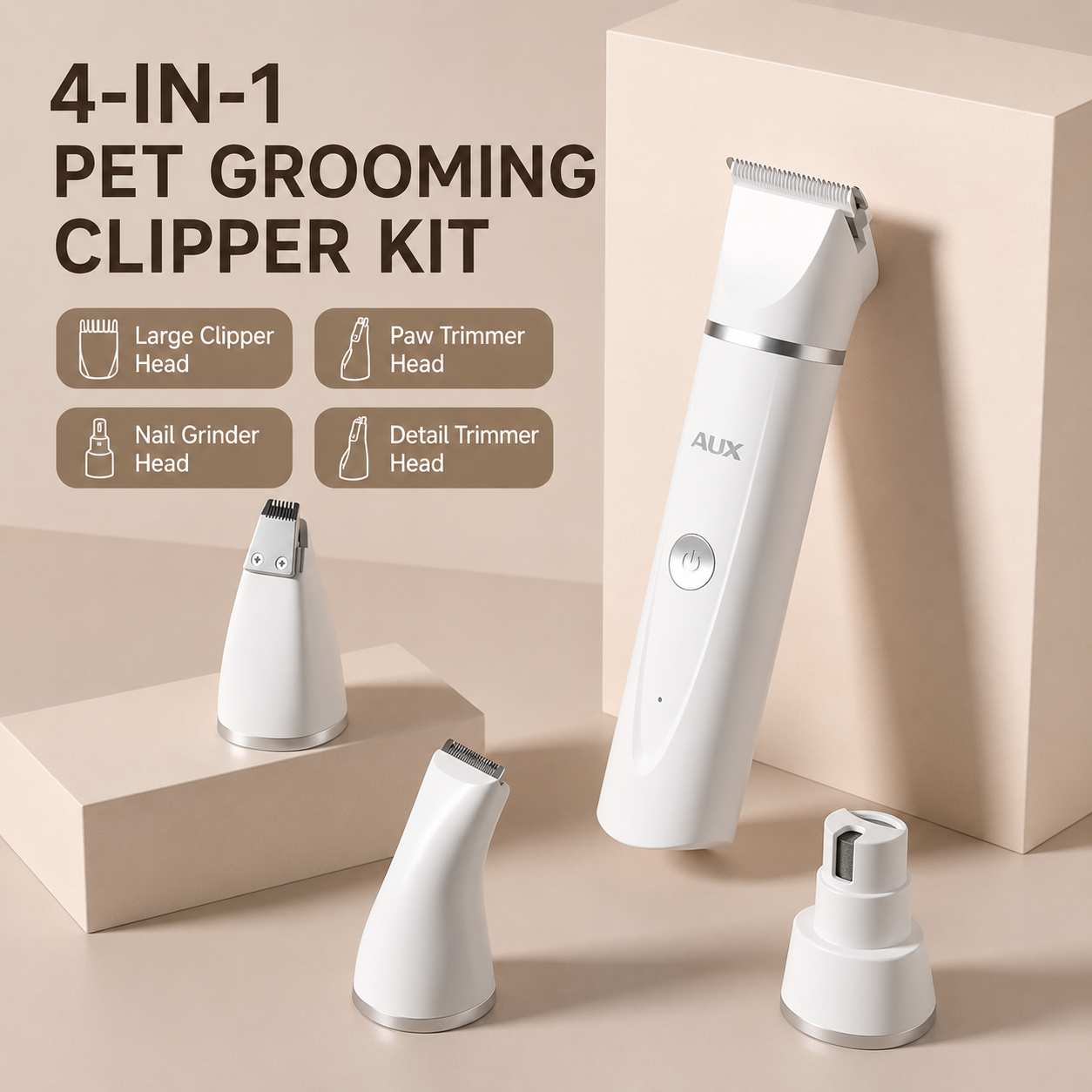 4-in-1 Pet Grooming Trimmer Kit for Dogs & Cats