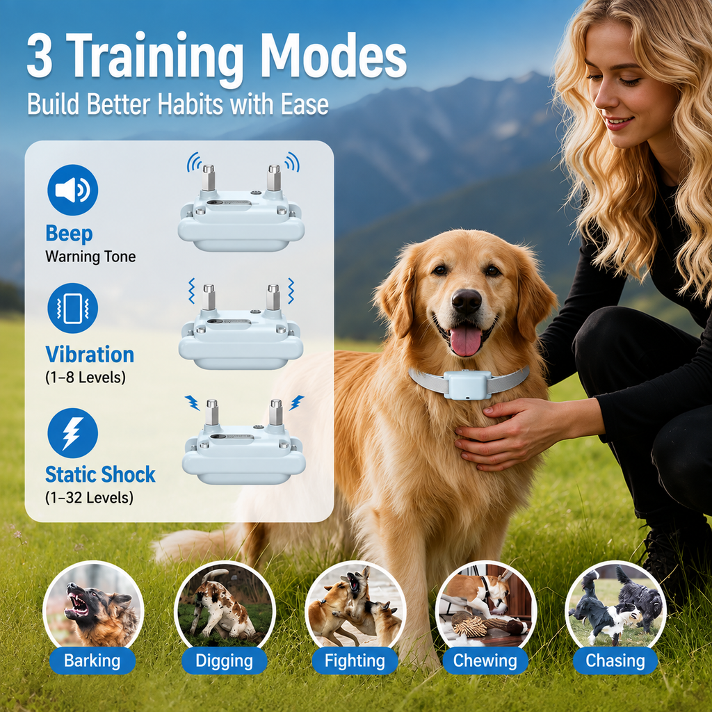 Remote Dog Training Collar with Adjustable Static & Vibration