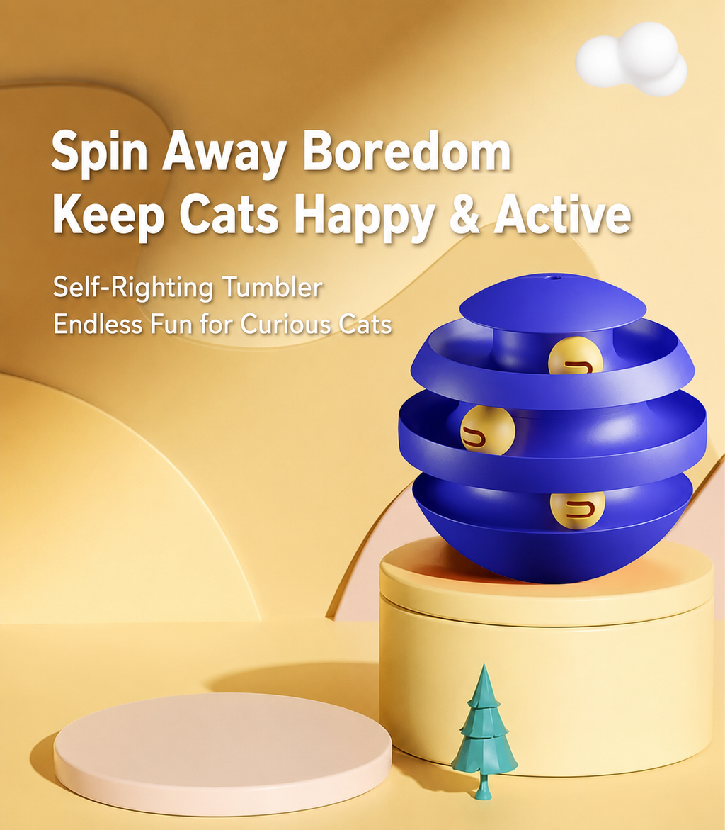 Durable Interactive Cat Toy with Feather Wand & Tumbler Design