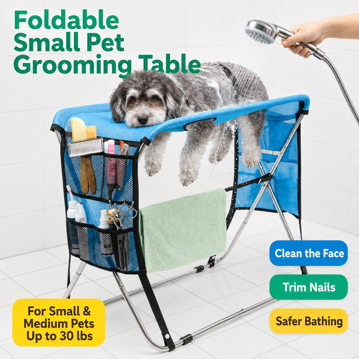 Foldable Pet Grooming & Bathing Table for Small, Medium & Senior Dogs