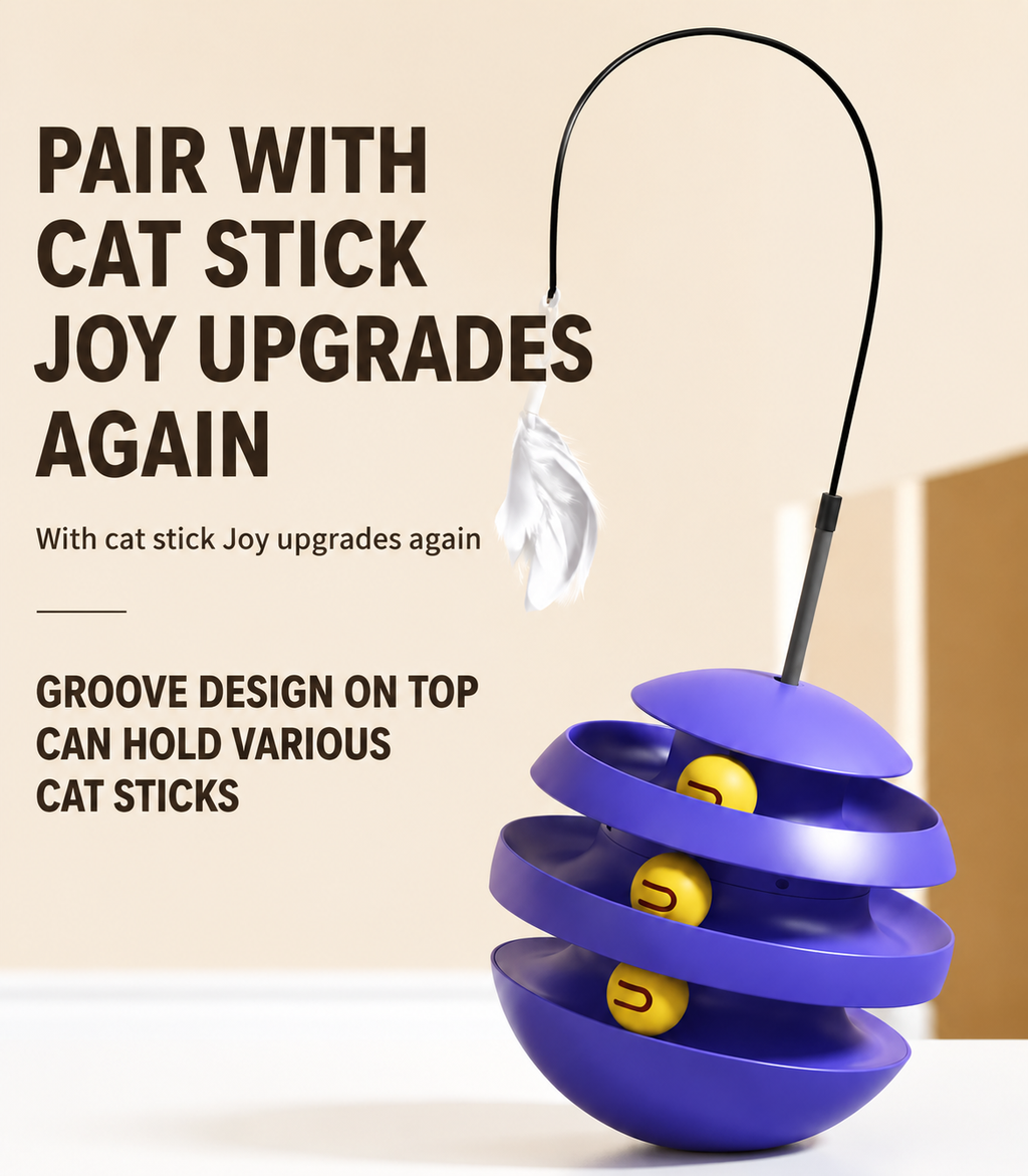 Durable Interactive Cat Toy with Feather Wand & Tumbler Design