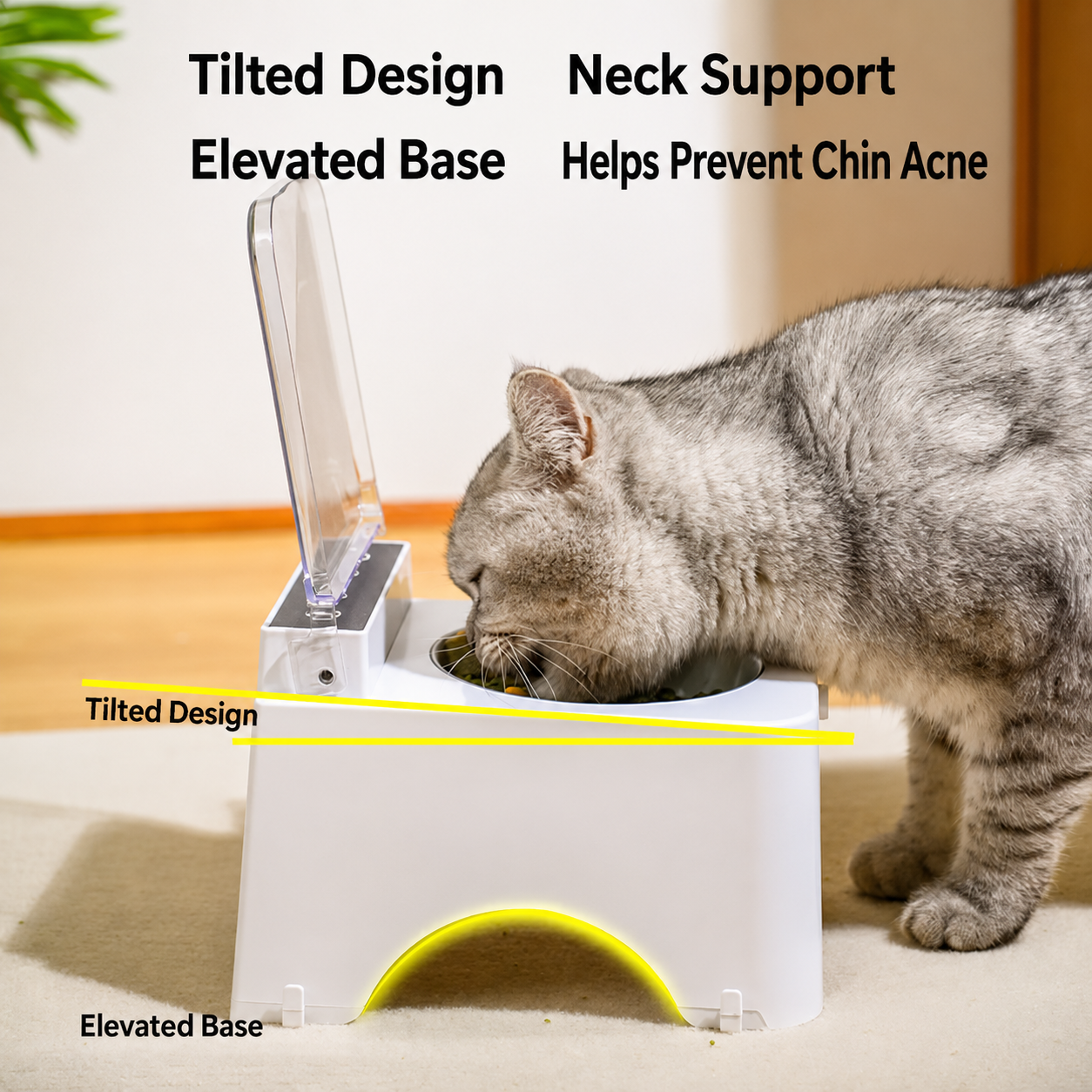 Smart Sensor-Lid Pet Feeder Bowl – Dustproof, Insect-Resistant & Neck-Friendly