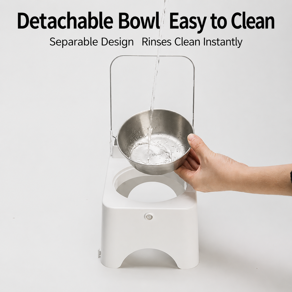 Smart Sensor-Lid Pet Feeder Bowl – Dustproof, Insect-Resistant & Neck-Friendly