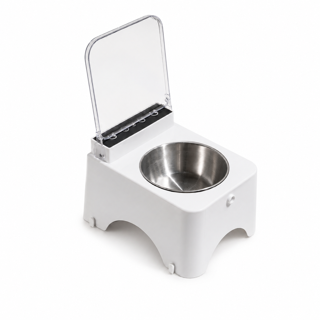 Smart Sensor-Lid Pet Feeder Bowl – Dustproof, Insect-Resistant & Neck-Friendly