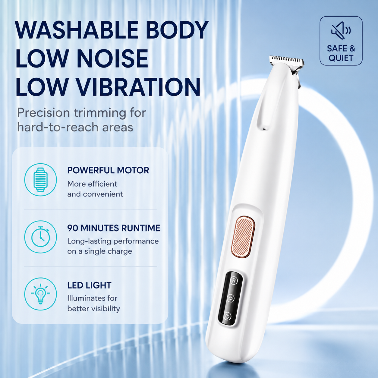 Quiet Pet Grooming Clipper for Cats & Dogs – Paw & Detail Trimmer