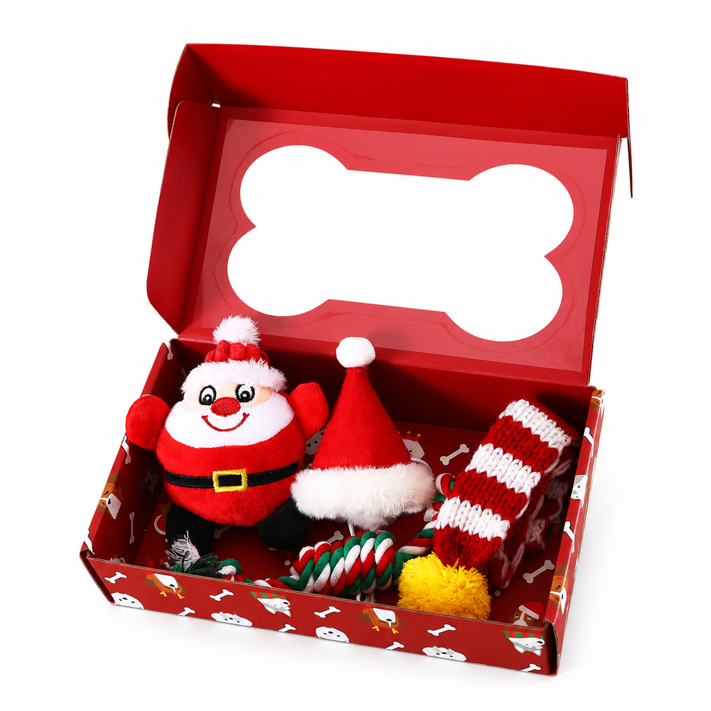 Christmas Dog Toy Gift Set – Squeaky Chew Toys & Holiday Accessories