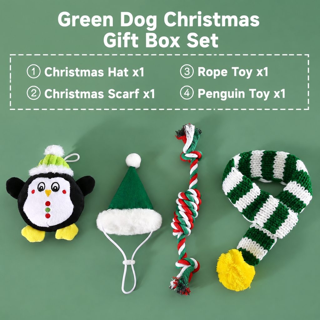 Christmas Dog Toy Gift Set – Squeaky Chew Toys & Holiday Accessories