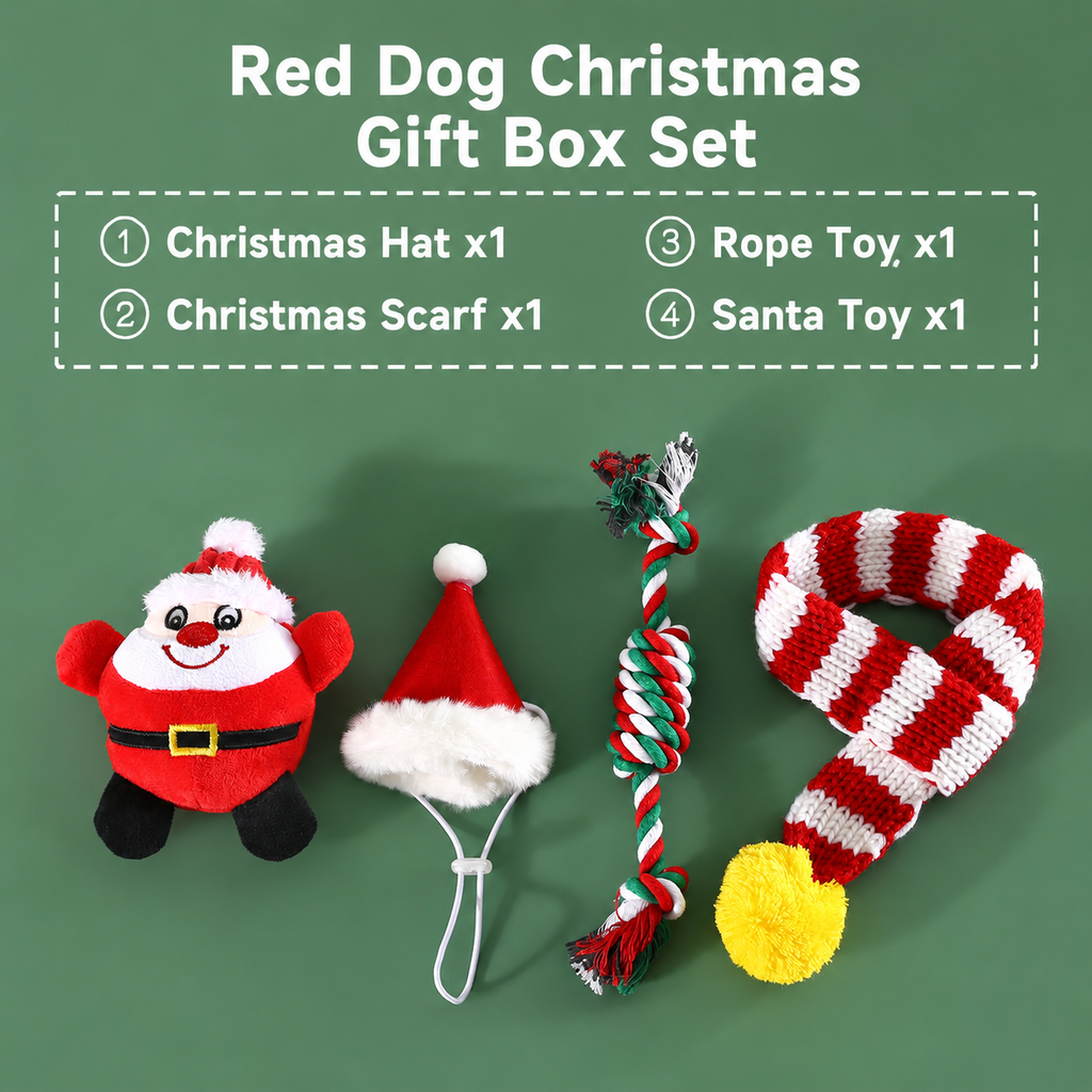 Christmas Dog Toy Gift Set – Squeaky Chew Toys & Holiday Accessories