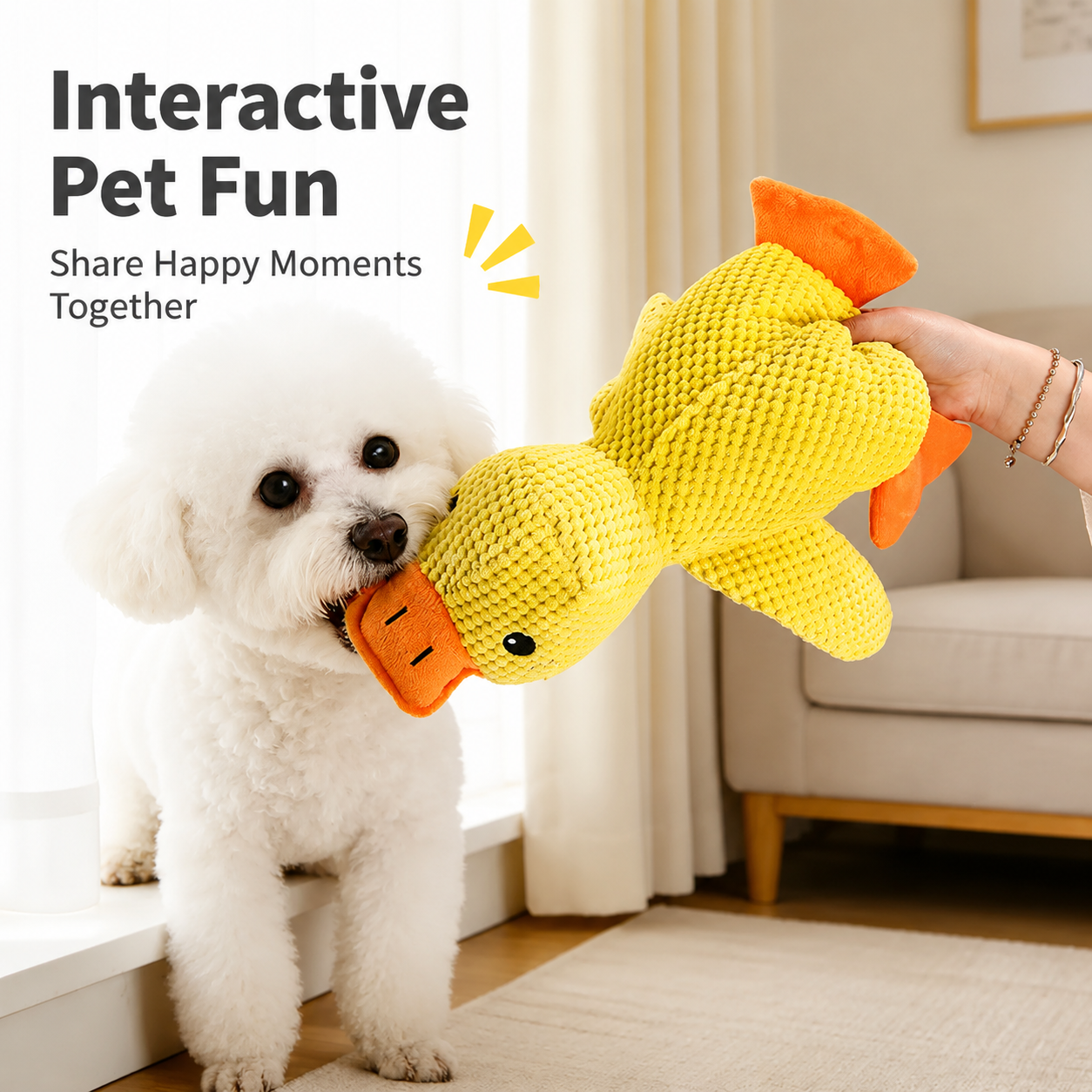 Squeaky Yellow Duck Dog Toy – Interactive Chew & Comfort Plush Toy for Dogs
