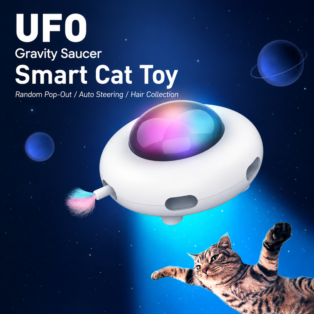 UFO Interactive Cat Toy – Smart Automatic Teaser Toy with Random Movement
