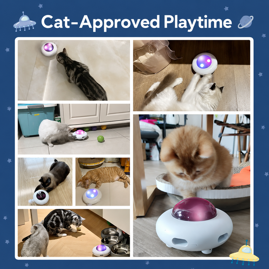 UFO Interactive Cat Toy – Smart Automatic Teaser Toy with Random Movement