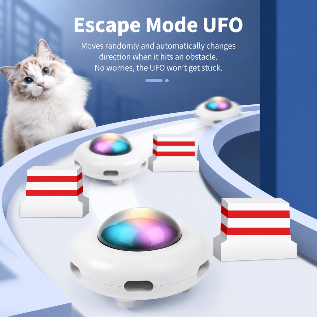 UFO Interactive Cat Toy – Smart Automatic Teaser Toy with Random Movement