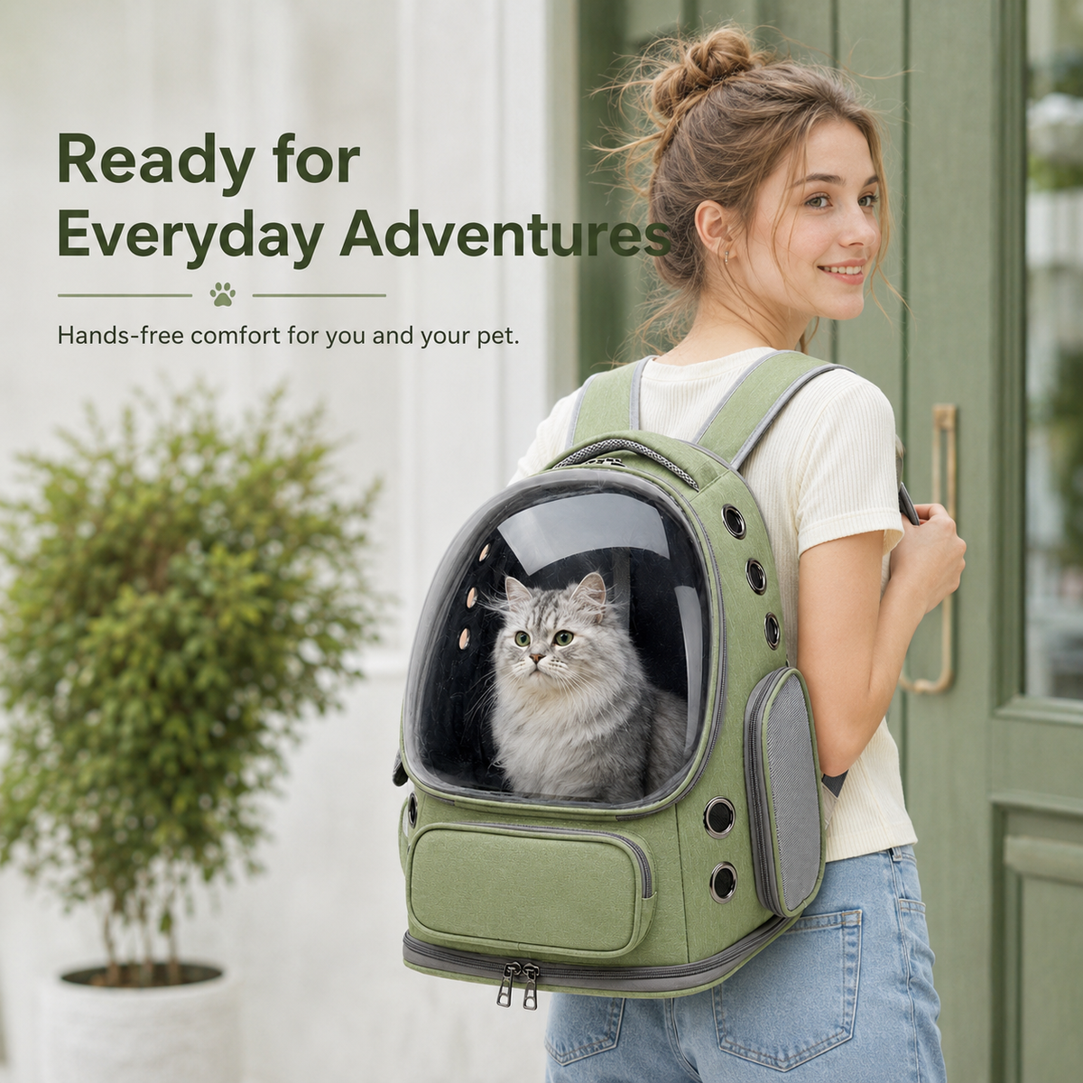 Pet Space Capsule Carrier Backpack – Breathable Travel Bag for Cats & Small Dogs