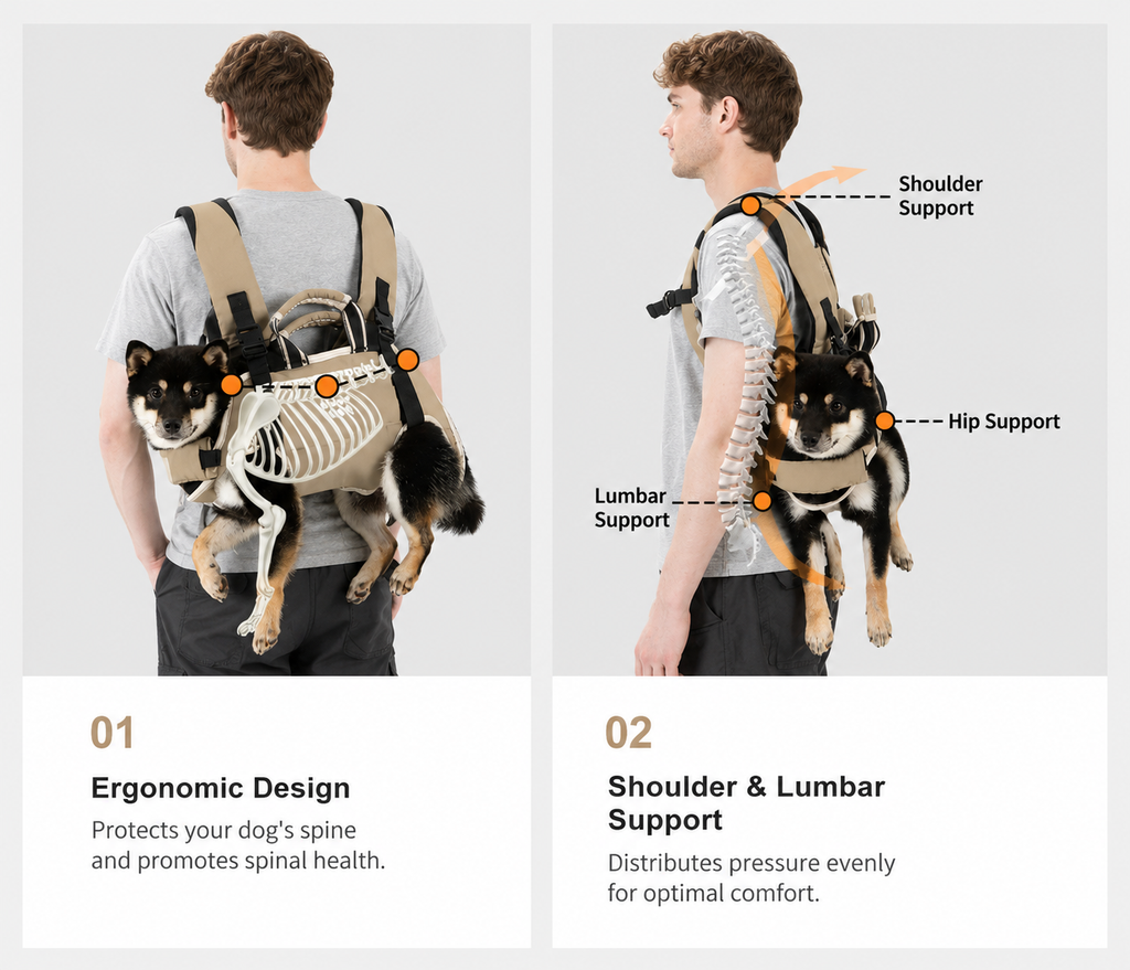 Cooling Breathable Spine-Support Dog Carrier Backpack for Small & Medium Dogs