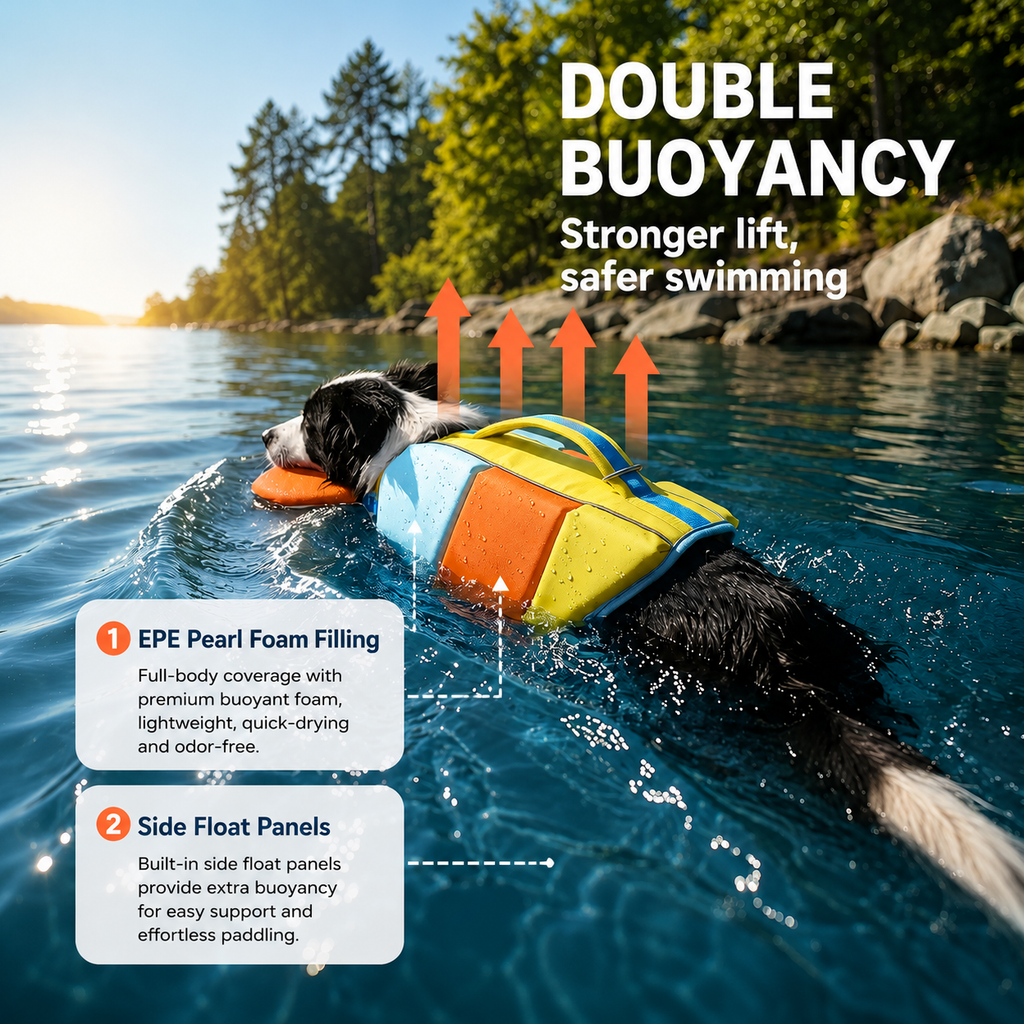 High-Buoyancy Dog Life Jacket for Small & Medium & Large Dogs