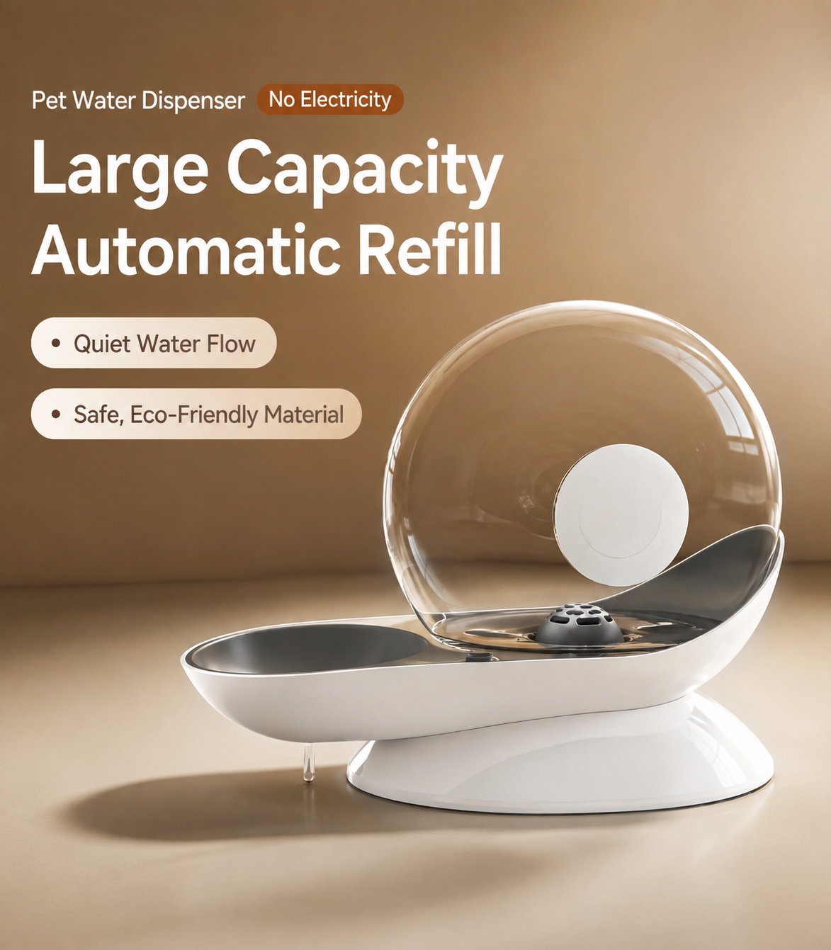 Gravity-Fed Automatic Pet Water Dispenser for Cats & Dogs – No Electricity Required