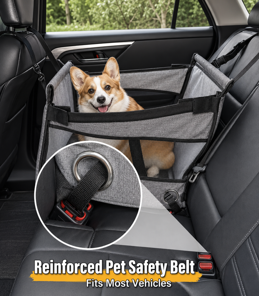 Portable Dog Car Booster Seat & Travel Bed for Small Dogs