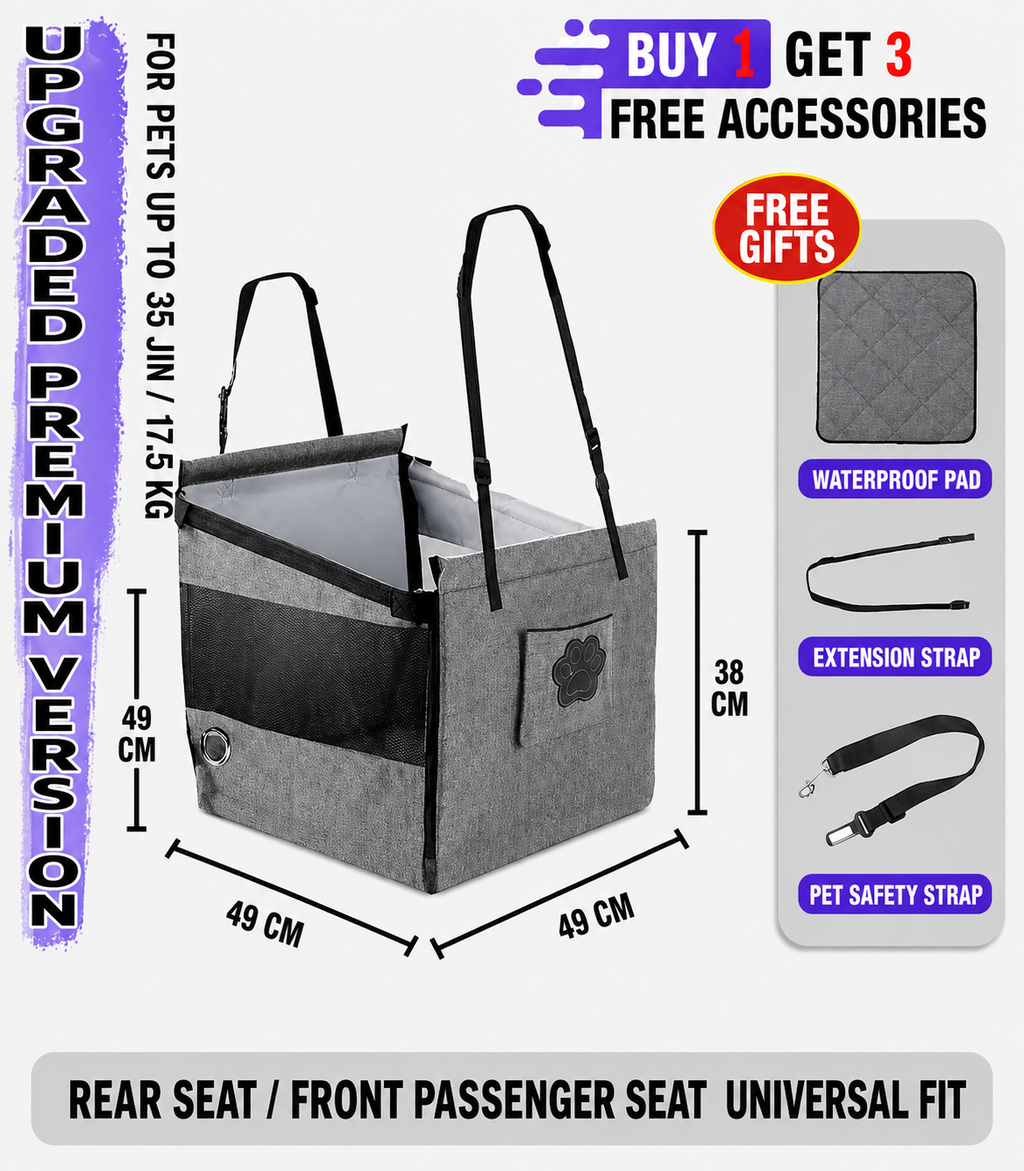 Portable Dog Car Booster Seat & Travel Bed for Small Dogs