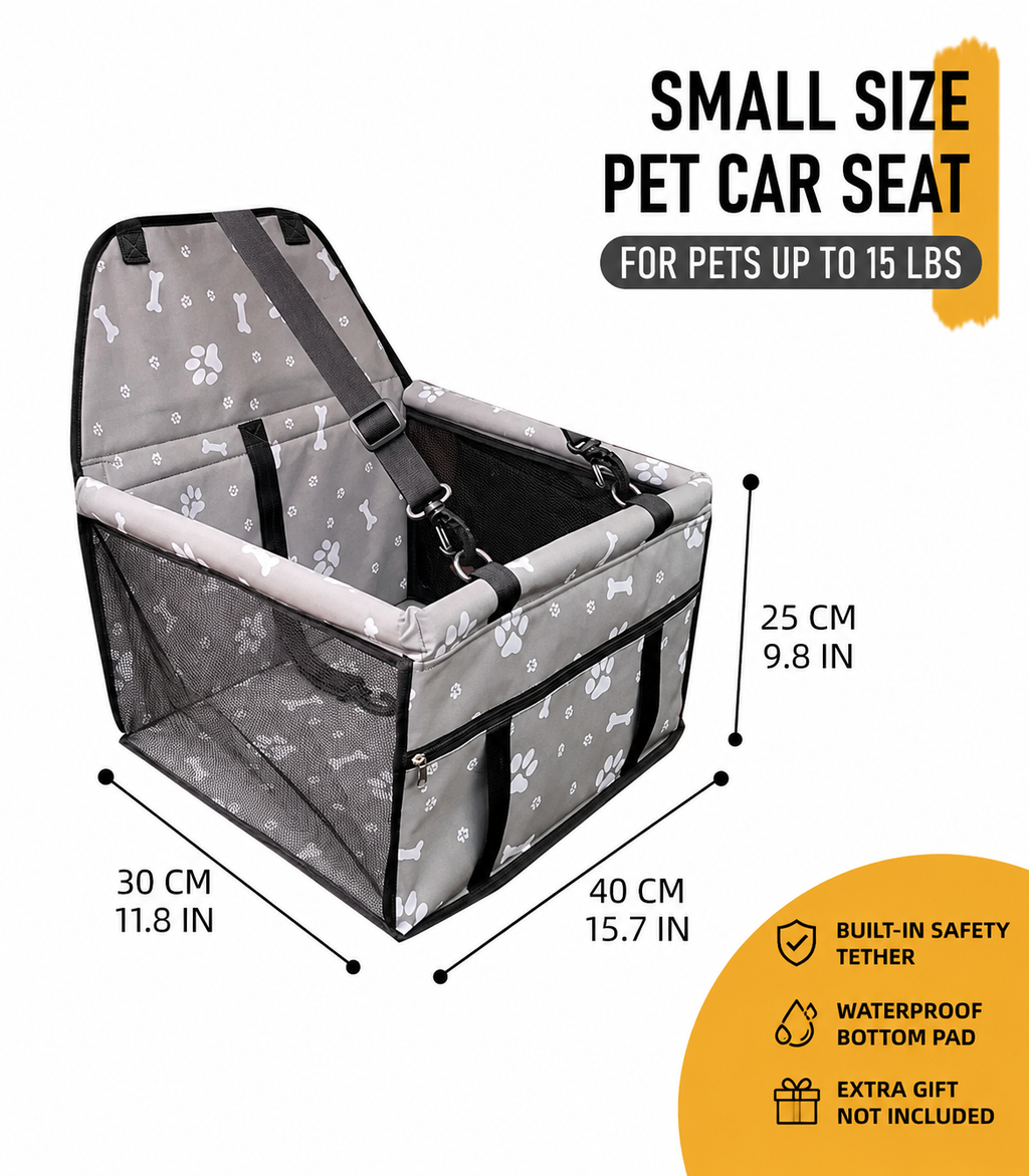 Portable Dog Car Booster Seat & Travel Bed for Small Dogs