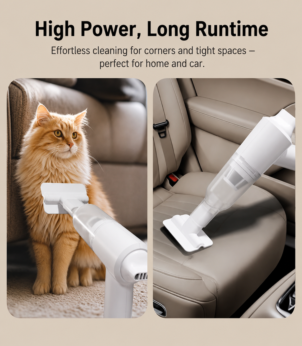 Cordless Handheld Pet Hair Vacuum – Cat & Dog Fur Remover for Sofas & Cars