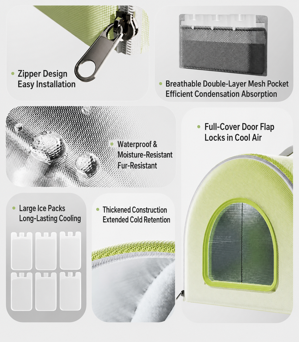 Large Enclosed Cooling Cat Cave Bed – Summer Ice House